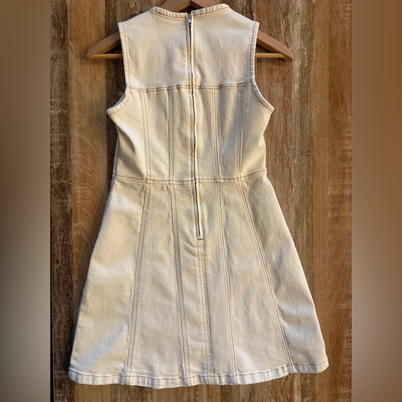 Zara Cream Stretch Denim Fit and Flare Mini Dress, Size XS - Picture 8 of 14